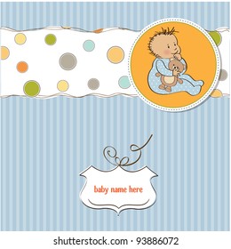 baby announcement card with little boy