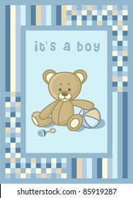 Baby announcement card teddy bear