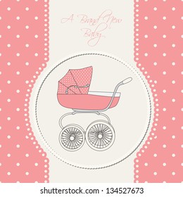 Baby announcement card. Vector illustration.