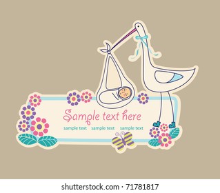 baby announcement card. vector illustration
