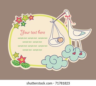 baby announcement card. vector illustration