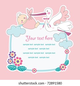 baby announcement card. vector illustration