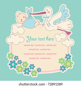 baby announcement card. vector illustration