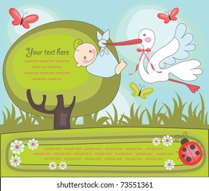 baby announcement card. vector illustration