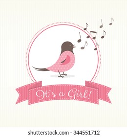 Baby Announcement with Sweet Birds