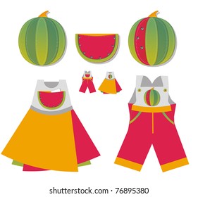 baby applique on pocket - watermelon