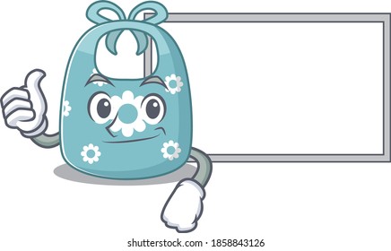 Baby apron cartoon design with Thumbs up finger bring a white board