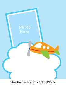 baby arrival announcement card with airplane graphic