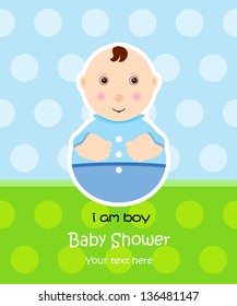 Baby arrival announcement card / Baby boy shower card 