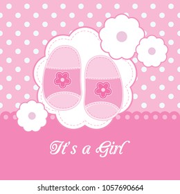 Baby arrival announcement card / Baby girl shower card