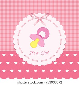 Baby arrival announcement card / Baby girl shower card