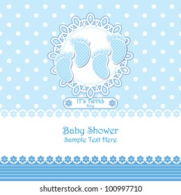 Baby Arrival Announcement Card / Twin Baby Boy Shower Card