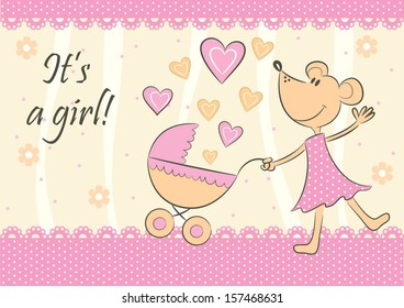 Baby arrival announcement card. Vector