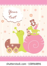 Baby arrival announcement card. Vector