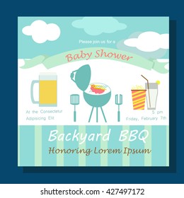 Baby Arrival Card with barbecue party