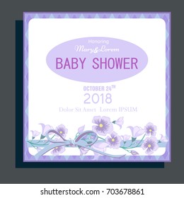 Baby Arrival Card with blue flowers