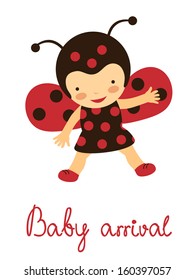 Baby arrival card with baby ladybug