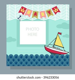 Baby Arrival Card - Photo Frame with boat