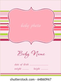 Baby Arrival Card With Photo Frame