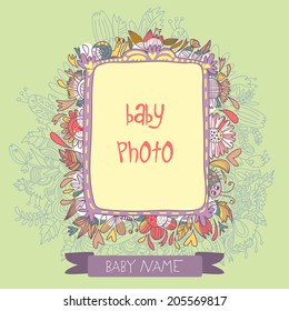 Baby Arrival Card - with place for your text and photo - in vector