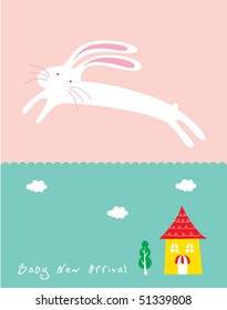 baby arrival card of rabbit