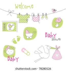 Baby arrival card - Baby shower elements