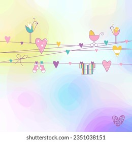 Baby arrival card, baby shower template with copy space, birthday card, do all things with love