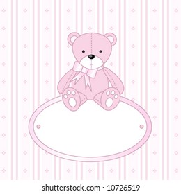 Baby arrival card - Teddy bear for baby girl - baby arrival announcement