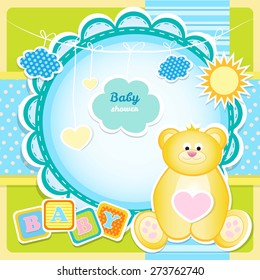 Baby arrival card with Teddy bear