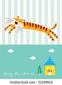baby arrival card of tiger