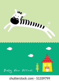 baby arrival card of zebra