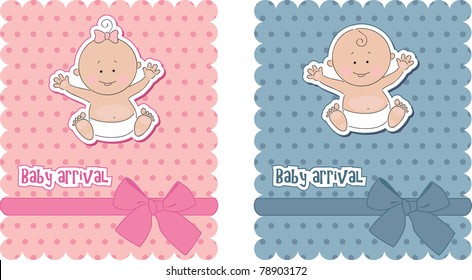 Tarjetas de llegada para bebés. Niño y niña