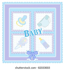 Baby arrival cards. Boy vector