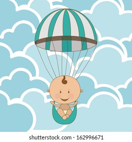 baby arrival design over clouds background vector illustration  