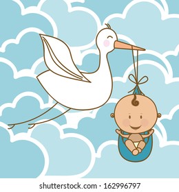 baby arrival design over clouds background vector illustration  