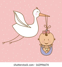 baby arrival design over pink background vector illustration  