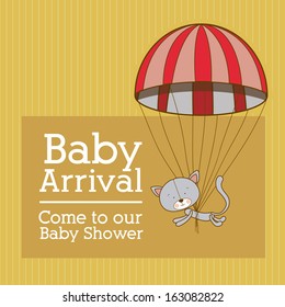 baby arrival design over yellow  background vector illustration  