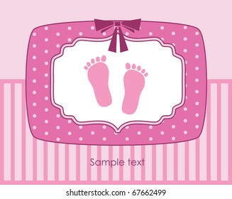 baby arrival greeting card. vector illustration