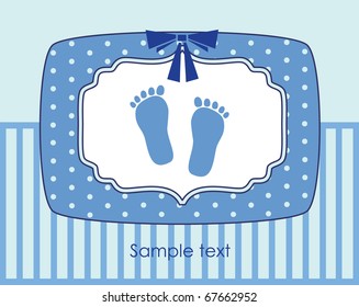 baby arrival greeting card. vector illustration