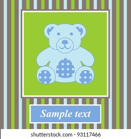 Baby arrival postcard with teddy bear, vector/Baby postcard