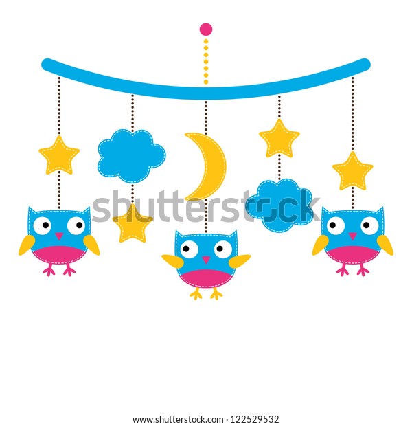 Baby Arrival Shower Card Crib Mobile Stock Vector Royalty Free