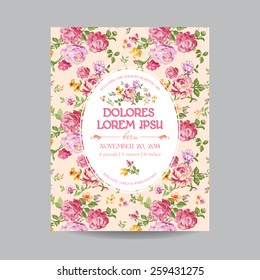 Baby Arrival or Shower Card - with Floral Blossom Design - in vector