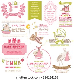 Baby Arrival and Shower Collection - for card design, scrapbook - in vector