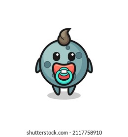 baby asteroid cartoon character with pacifier , cute style design for t shirt, sticker, logo element
