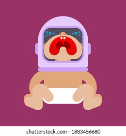 Baby astronaut. Newborn spaceman. child in space helmet