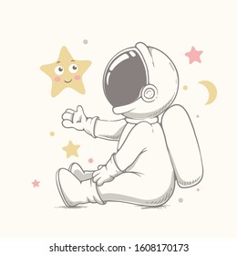 Baby Astronaut Plays With Stars