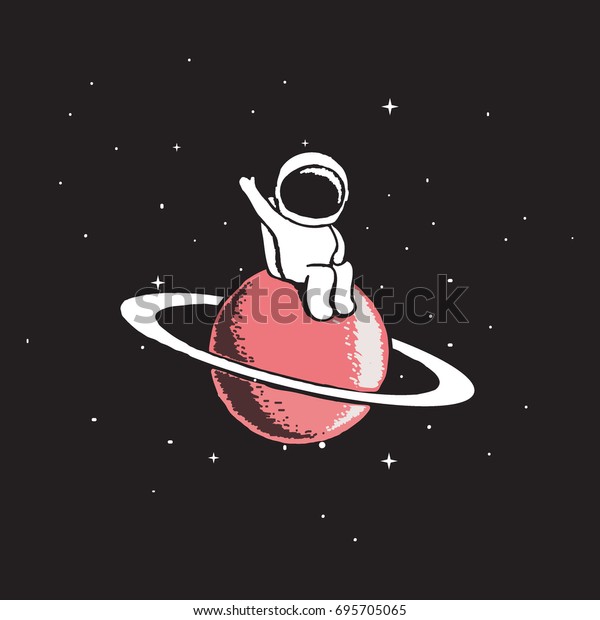 宇宙人の赤ちゃん宇宙飛行士が土星に座り 私たちを迎え入れてくれます