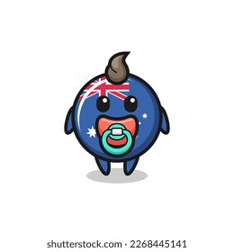 baby australia flag badge cartoon character with pacifier , cute style design for t shirt, sticker, logo element