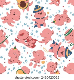 Baby axolotl vector cartoon seamless pattern background for wallpaper, wrapping, packing, and backdrop.