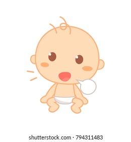 Baby Babbling. Cute Baby Milestone. Isolated Vector.